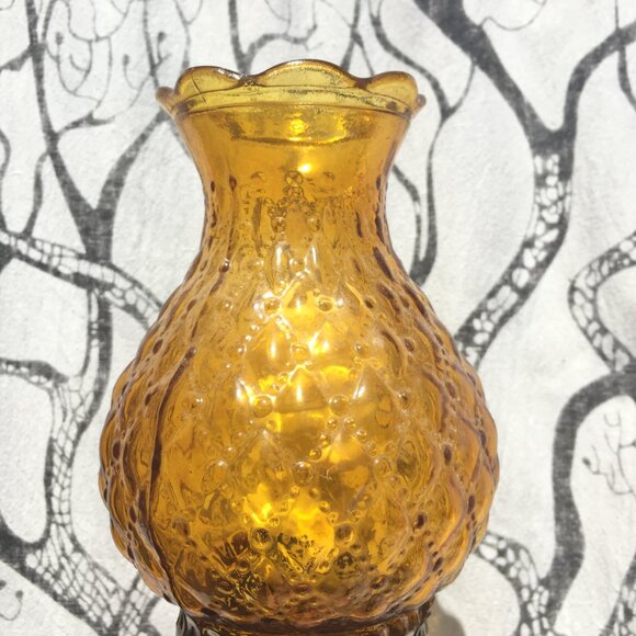 78-(VHD) Vintage. Home Decor. Amber. Glass. Hurricane Lamps. - Picture 7 of 15